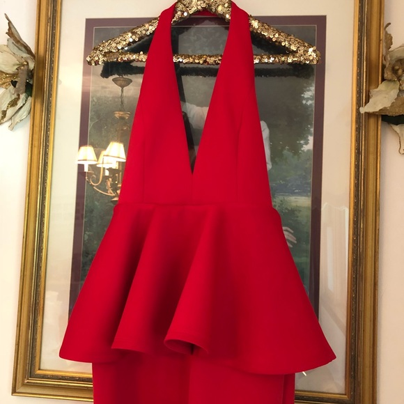 Scuba neoprene peplum plunge dress L - Picture 3 of 4